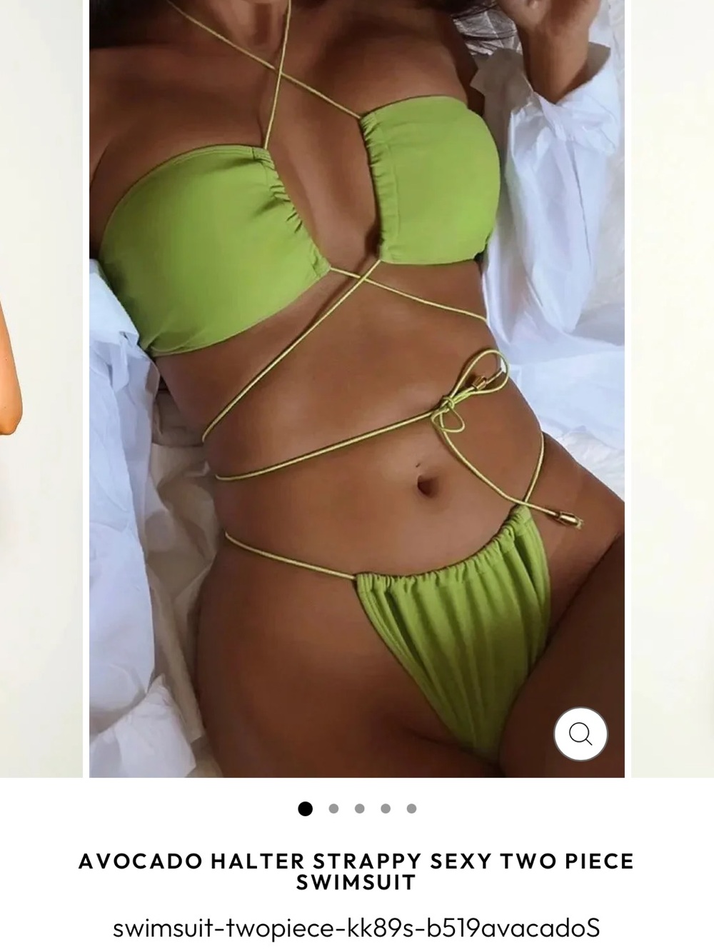 Avocado Green Strappy Halter Bikini Set